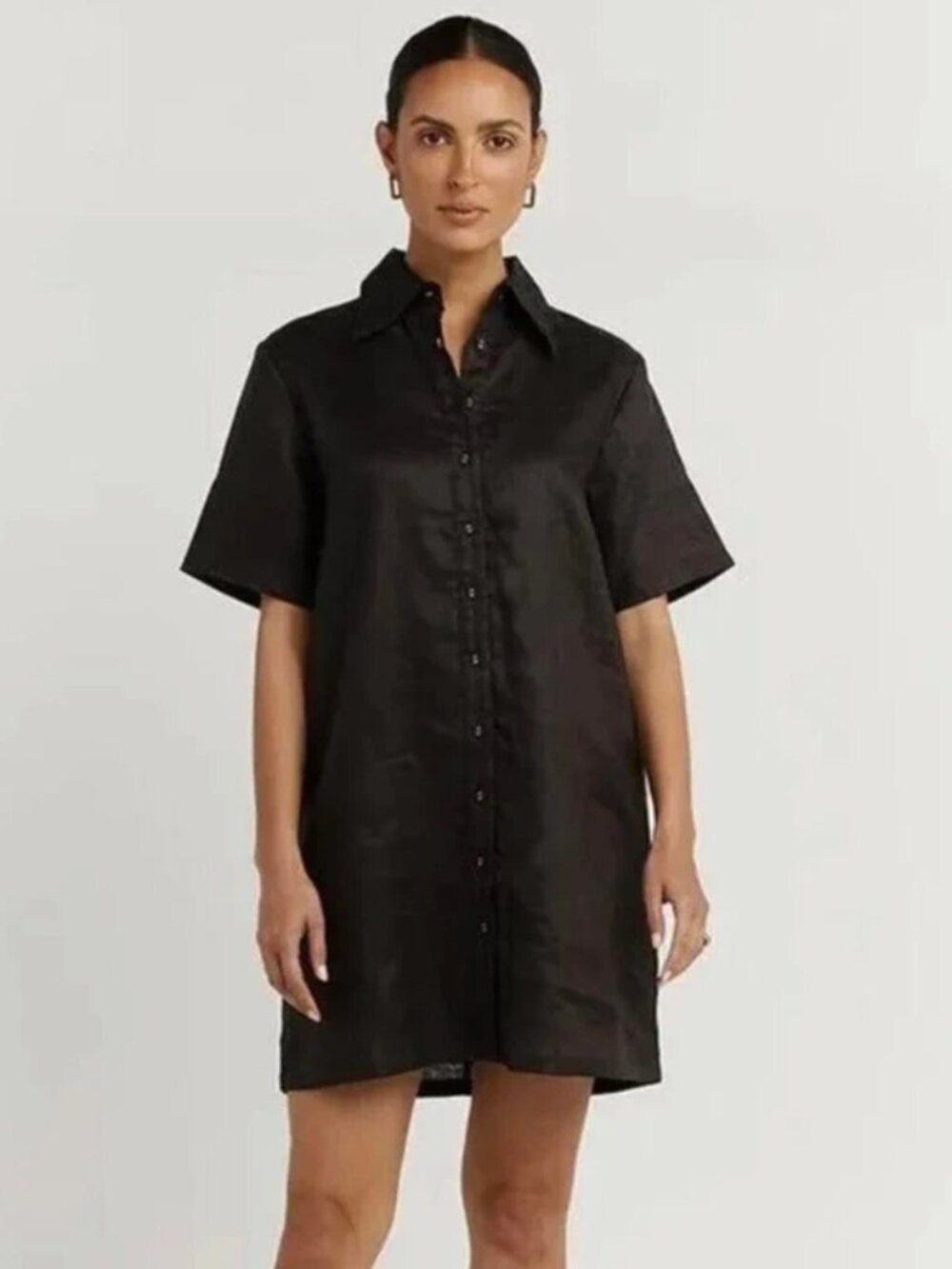 DISSH Bodie Linen Shirt Dress in Black Size 4